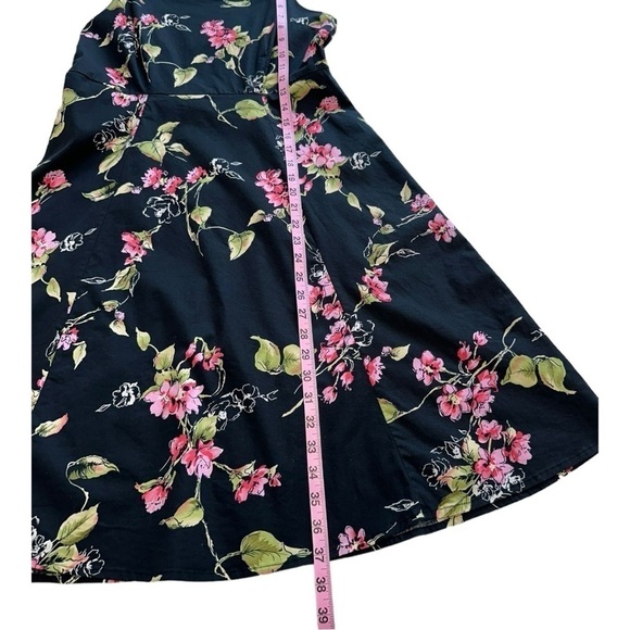 Floral Black Spaghetti Strap Dress - Size 10 - Picture 8 of 9